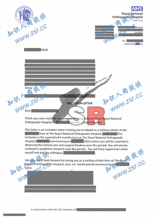 骨科医生获英国皇家国立骨科医院公派访问学者邀请函